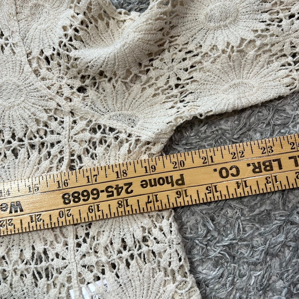 Anniewear Crochet Cardigan Top Lg/XL Open Knit Button Up Boho Hippie Fairy - Picture 6 of 8